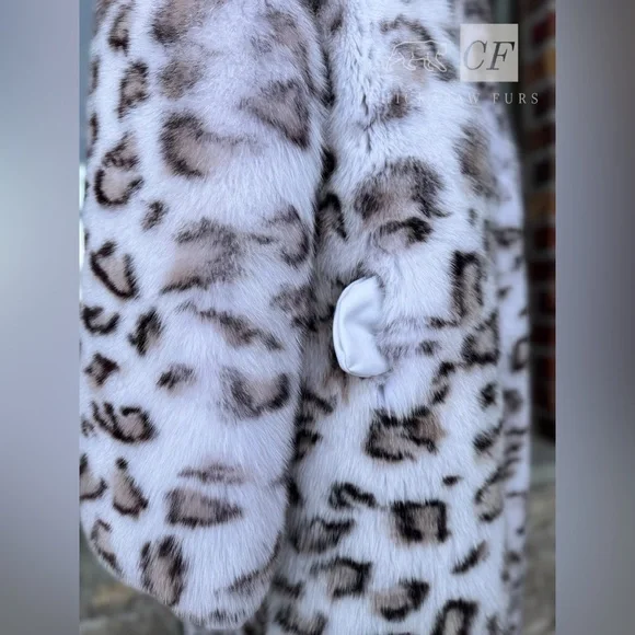 48 Unisex Floor Length Snow Leopard Dyed Fox Fur Coat Real FOX Fur - Picture 9 of 14